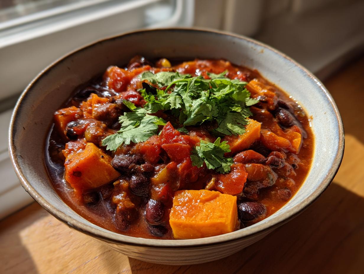 Black bean sweet potato chili