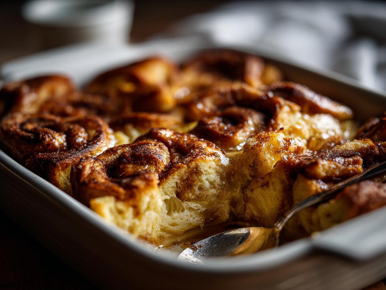 Cinnamon roll bread pudding