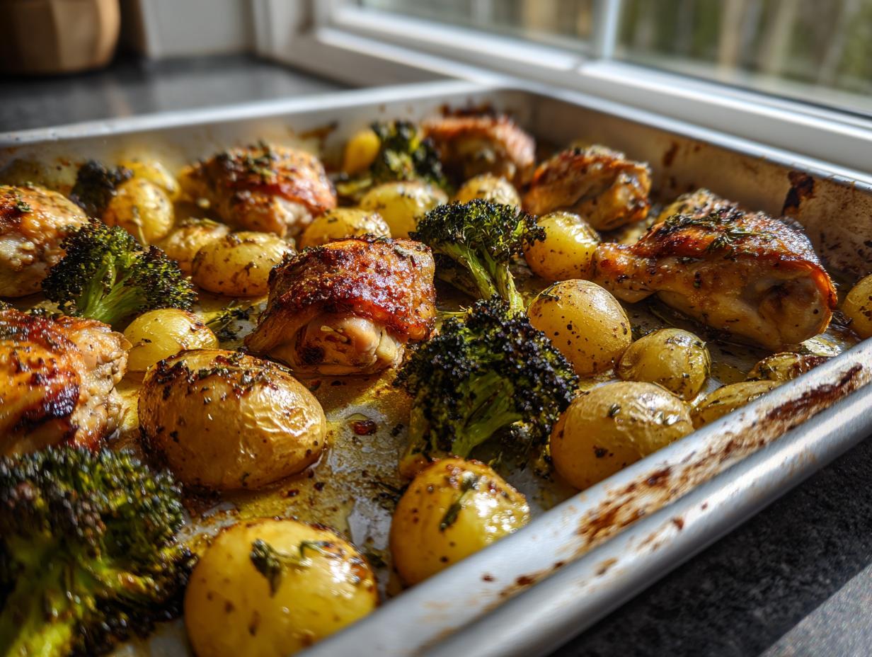 Easy sheet pan chicken dinner