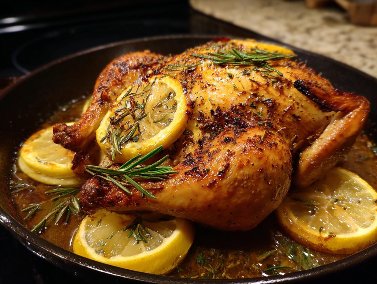 Lemon rosemary roasted whole chicken