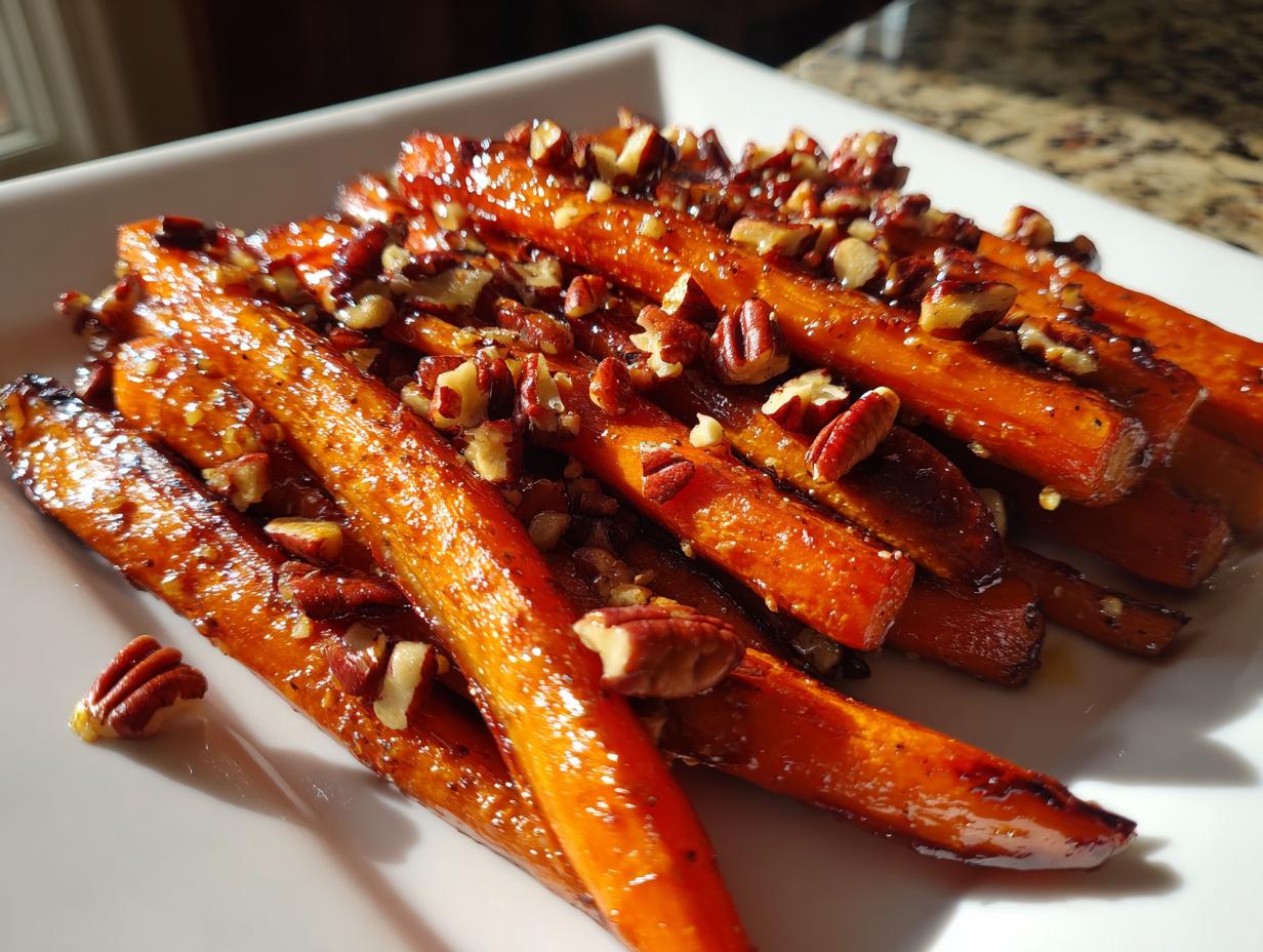 Maple pecan roasted carrots