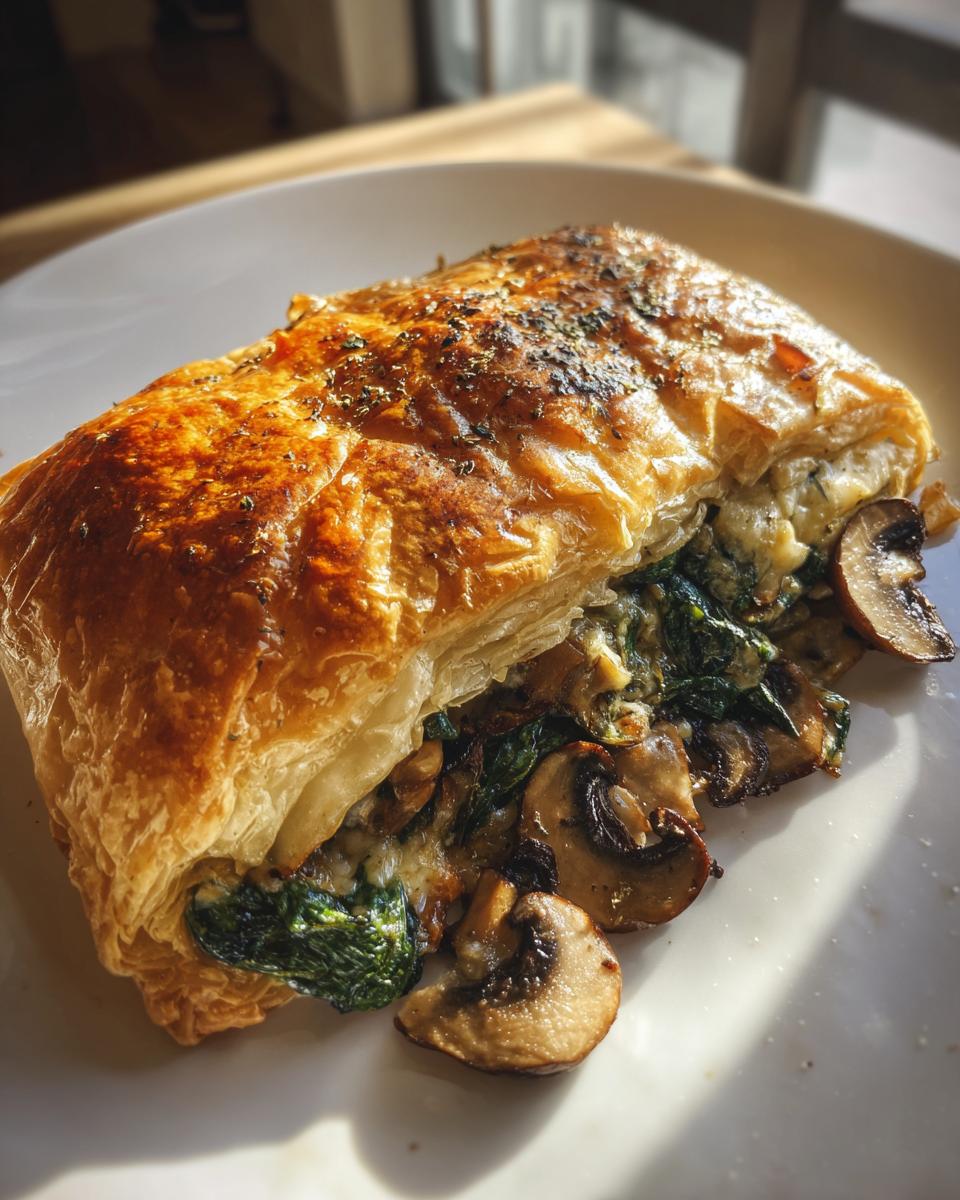 Mushroom and spinach puff pastry - detail 1