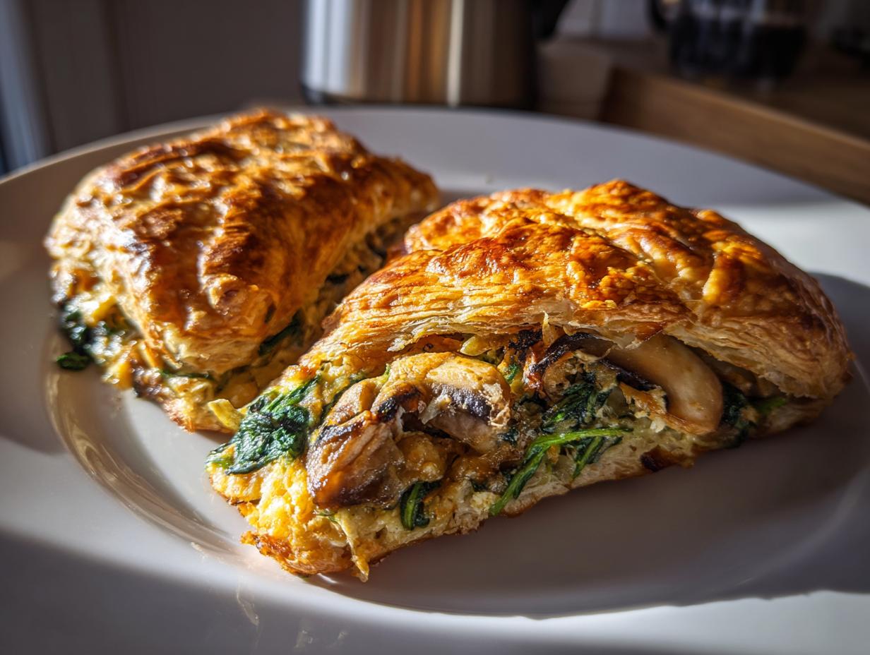 Mushroom and spinach puff pastry