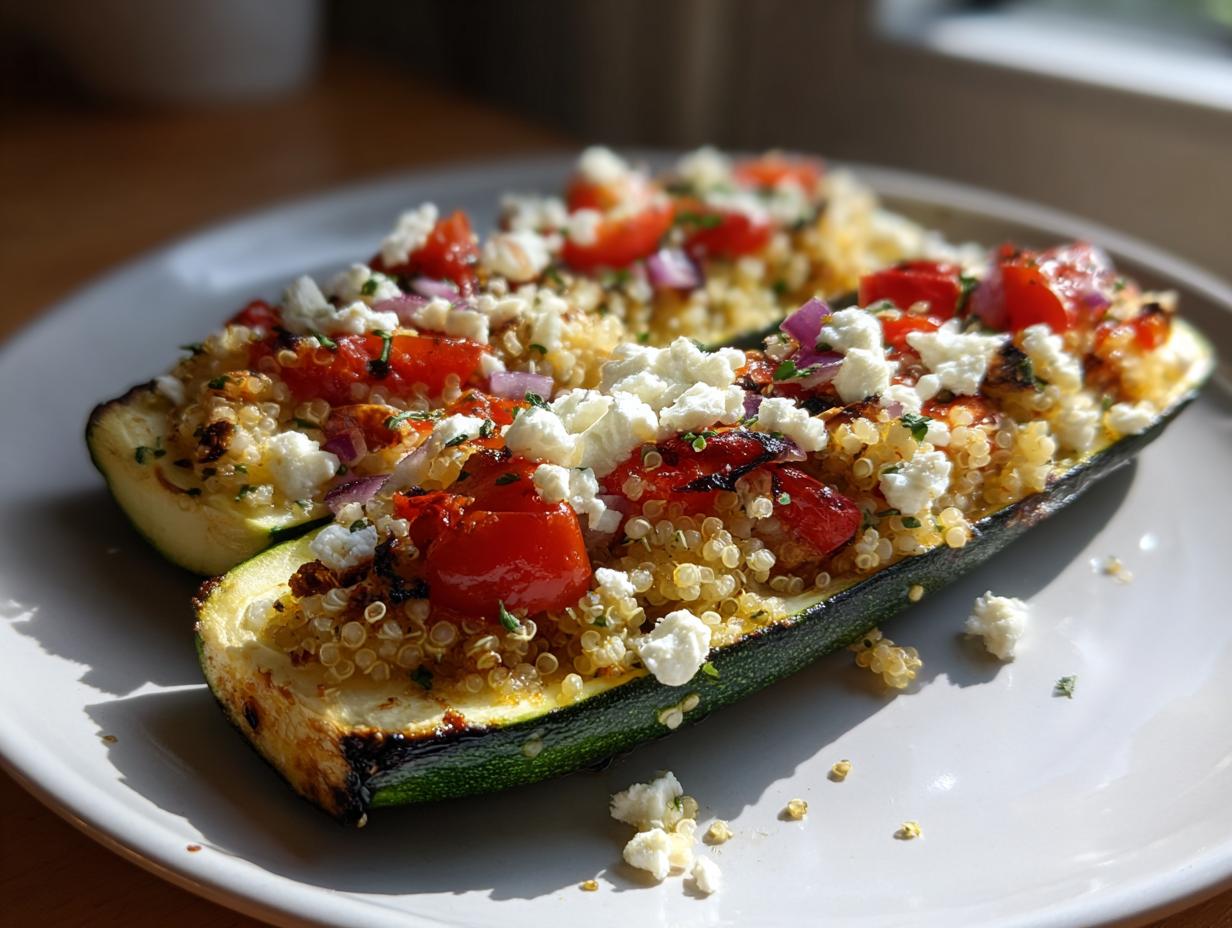 Quinoa stuffed zucchini boats