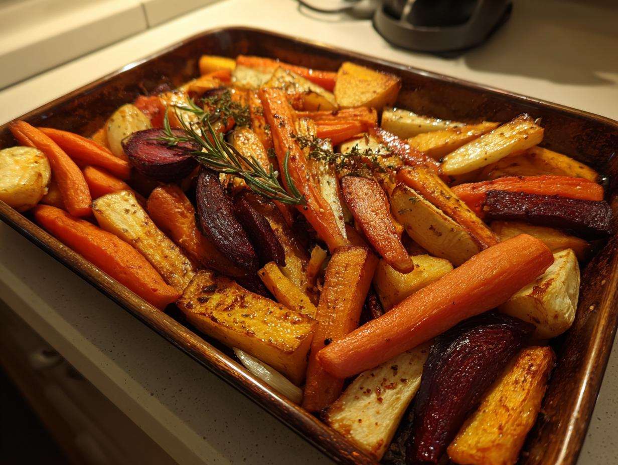 Roasted root vegetables tray