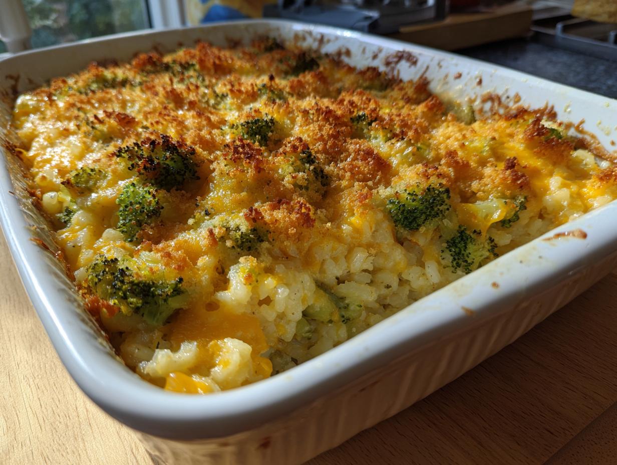 Savory broccoli rice casserole