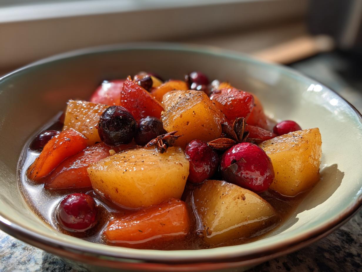 Spiced winter fruit compote