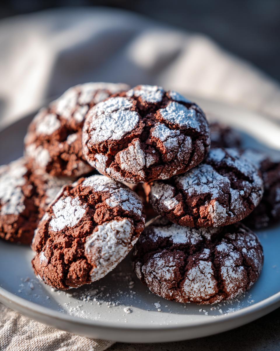 Vegan chocolate crinkle cookies - detail 1