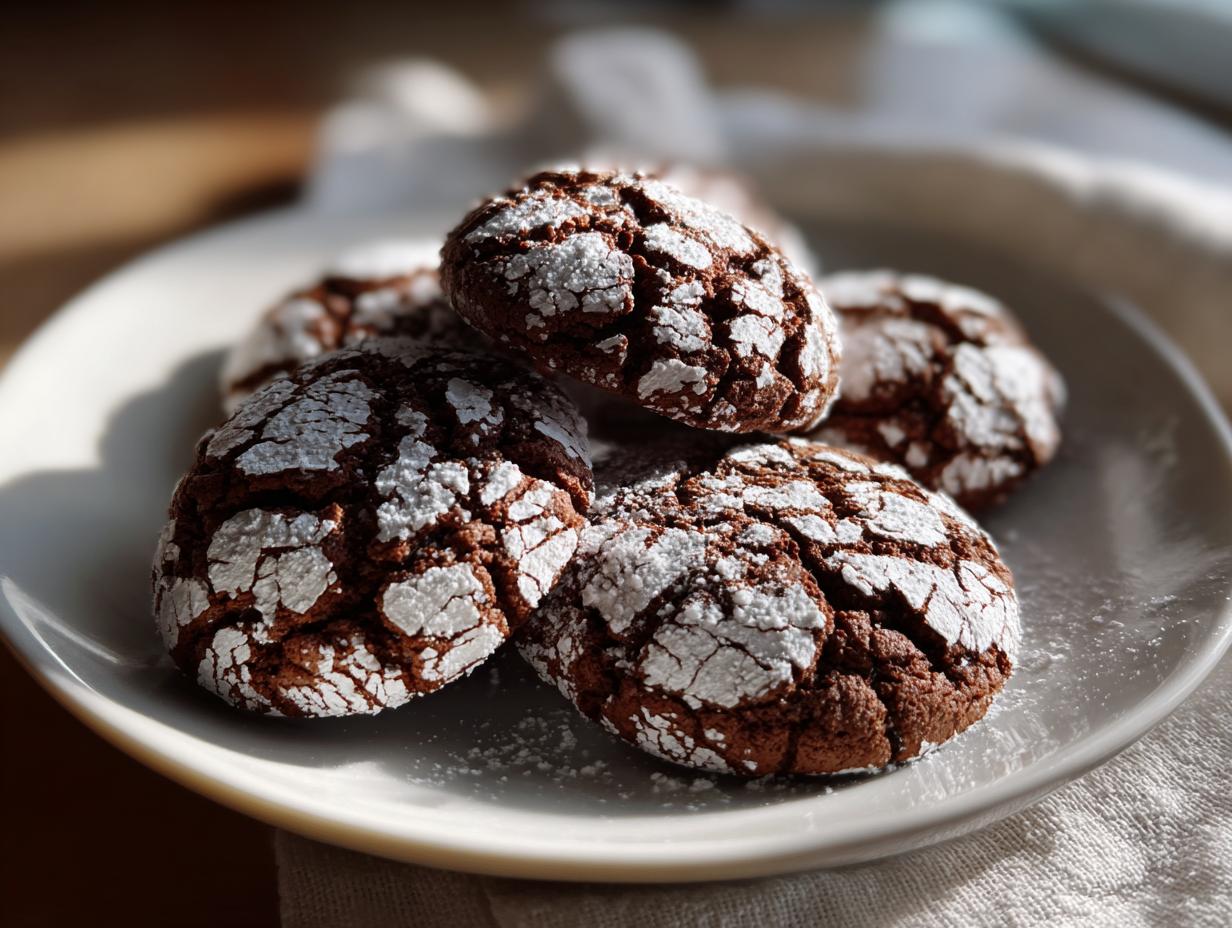 Vegan chocolate crinkle cookies