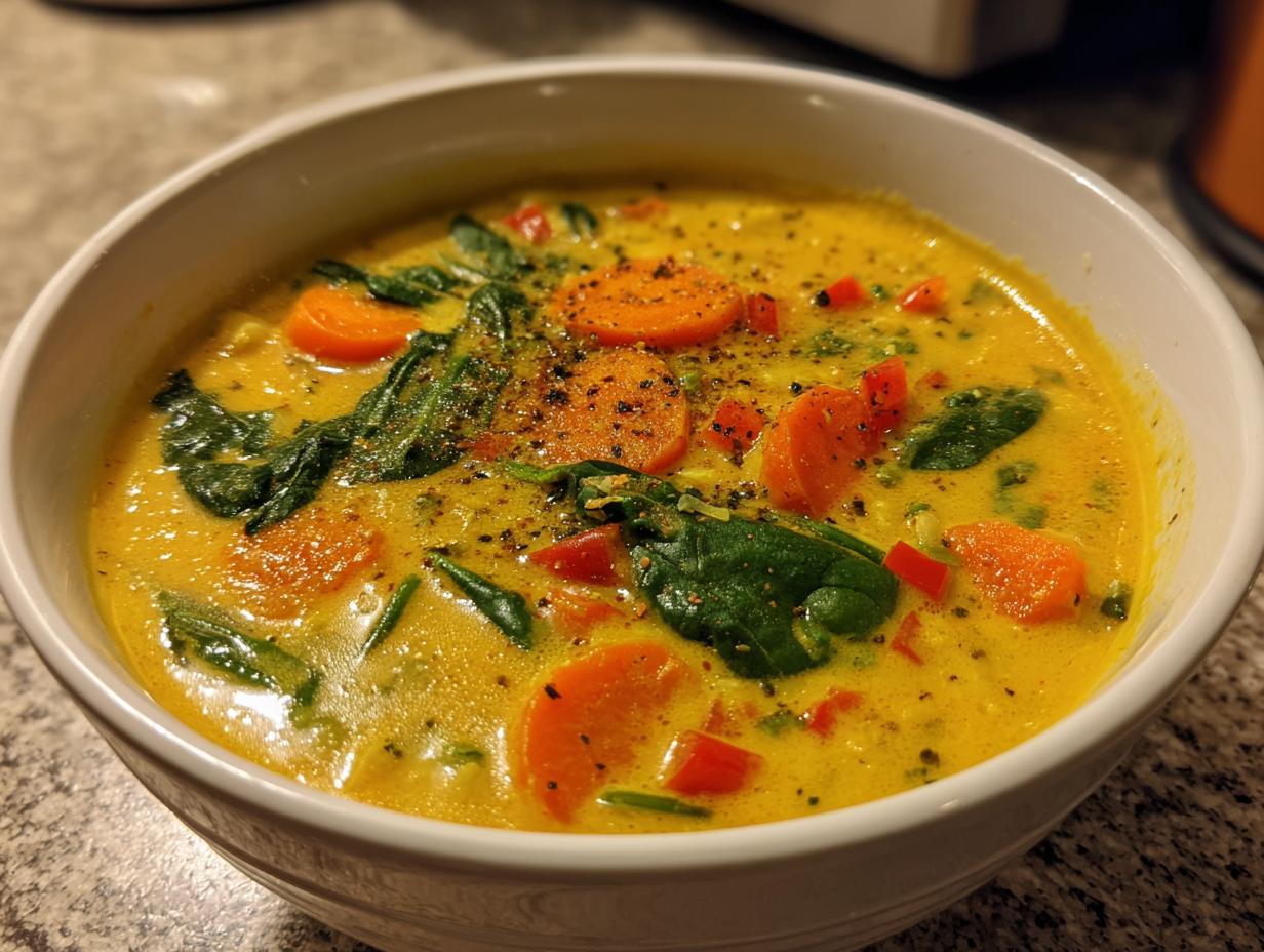 Vegan coconut curry soup